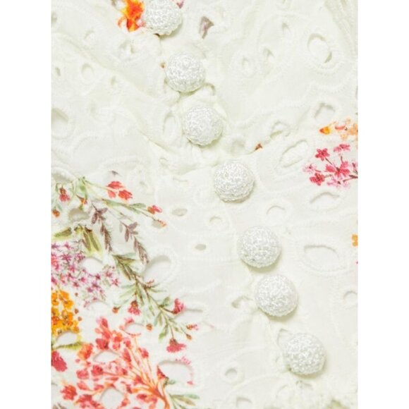 NWT FARM Rio Delicate Forest Scarves Midi in White Floral Eyeler Tank Dress S - Picture 2 of 9